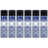 6X Upol Power Can Topcoat Satin Black Aerosol Spray 500ml Spray Paint